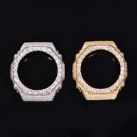 Boîtier de montre personnalisé Iced Out en moissanite pour rappeur, boîtier de remplacement argenté pour DW-6900, pièces de montre CNC personnalisées