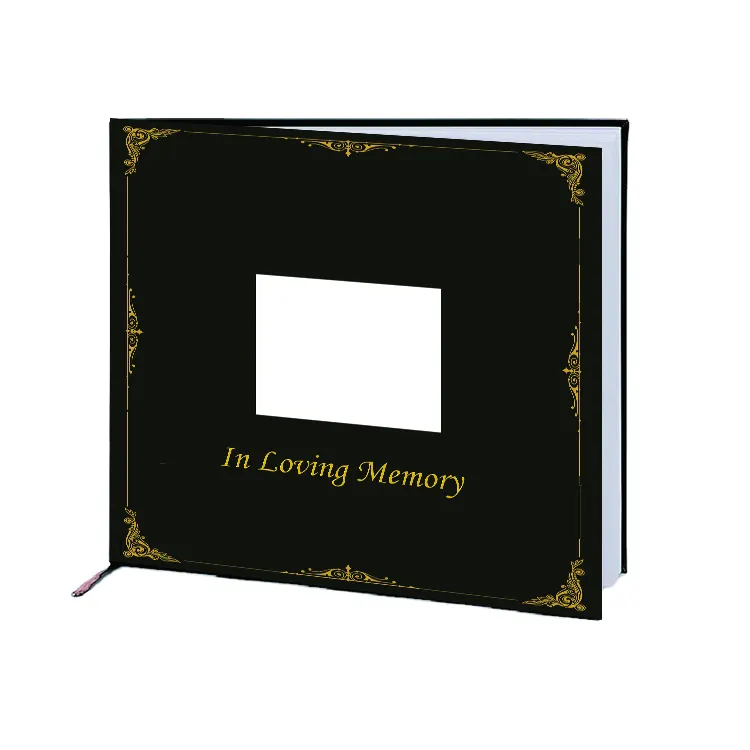 अंतिम संस्कार अतिथि पुस्तक तस्वीर के साथ जेब सोने उभरा होता चमड़े हार्डकवर पुस्तक में जीवन साइन हस्ताक्षर मेमोरी के उत्सव