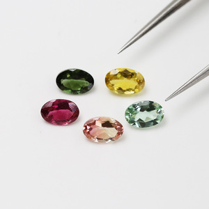 Tormalina Naturale Colorata a Forma Ovale Cabochon 6x4mm, <span class=keywords><strong>Pietre</strong></span> Sciolte Lucidate con Brillante Fiamma, Cristallo Trasparente per Gioielli - Product Image 3