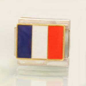 Joyería de acero inoxidable 9mm, eslabones modulares clásicos para mujer, diseño elegante, nacional, país francés, Bandera de <span class=keywords><strong>Francia</strong></span>, pulsera con abalorio italiano - Product Image 3