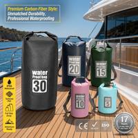 Sac étanche texturé style carbone, toutes tailles de 5L à 30L, pour kayak, bateau, rafting, équipement marin, vente en gros