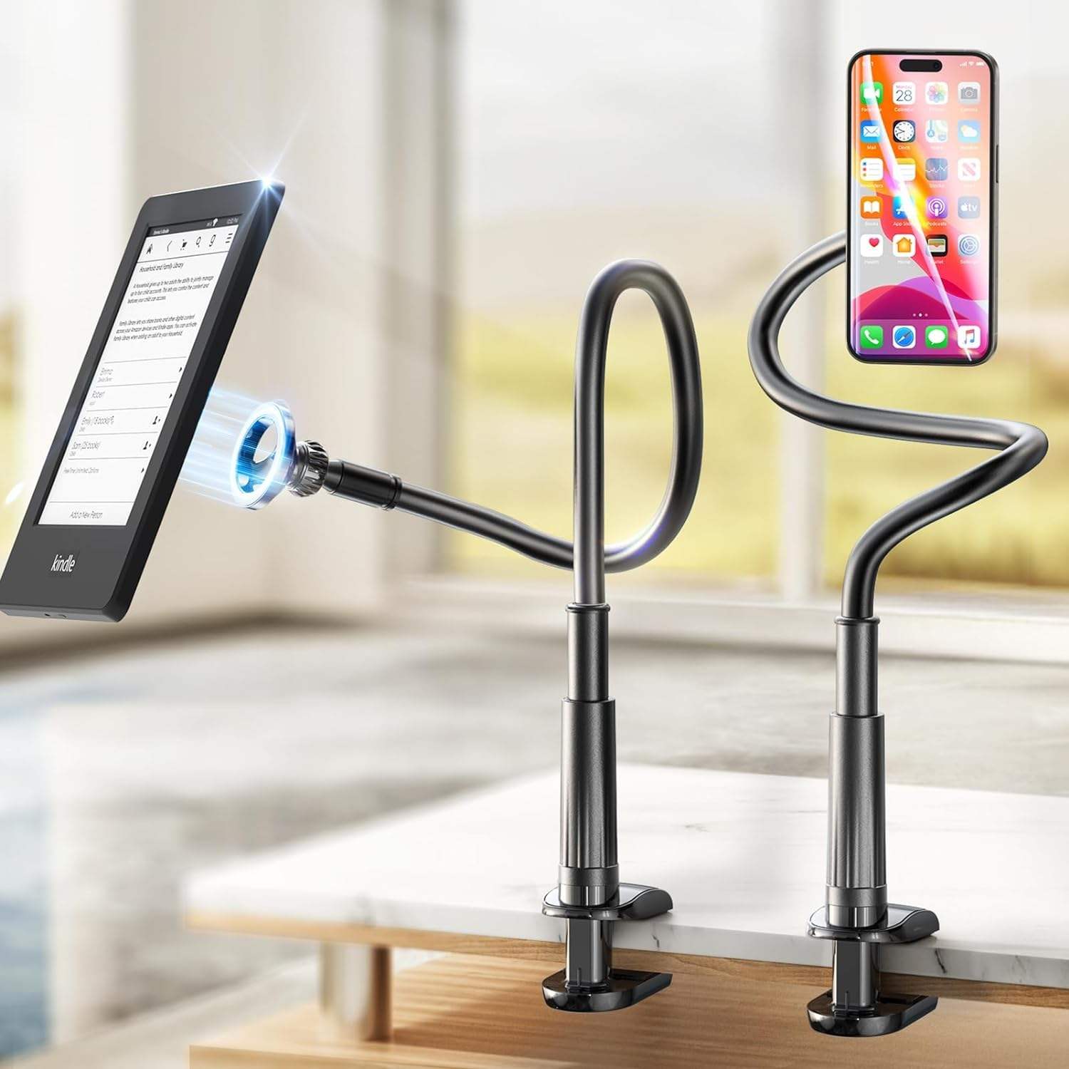 Elerose Pour Adjustable Cell Phone Holder Support De Téléphone Mobile Support Universel Flexible De Bras Long (31,5 Pouces) Support De Bureau Support