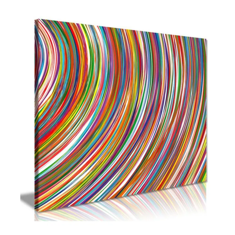 Abstract Modern Contemporary Rainbow Curved Stripes Canvas Wall Art Picture Print Home Decor abstract canvas design wall art pos
