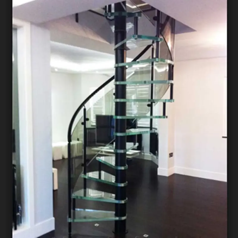 Kapalı spiral merdiven fiyatları karbon çelik direk cam korkuluk