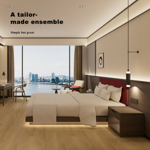 Chất lượng cao hiện đại Bộ đồ nội thất phòng ngủ 5 sao phong cách đương đại bền MDF vật liệu cho khách sạn và căn hộ - Product Image 5