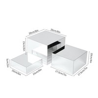 Ensemble de 3 rehausseurs de buffet en acrylique argenté Présentoir en acrylique miroir argenté à 5 faces Cubes d'affichage pour aliments Gâteau Cupcake Présentoir en acrylique pour aliments