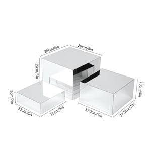 Set di 3 alzate per Buffet in acrilico <span class=keywords><strong>argento</strong></span> a 5 lati <span class=keywords><strong>argento</strong></span> <span class=keywords><strong>specchiato</strong></span> acrilico cibo cubetti torta Cupcake cibo acrilico espositore in acrilico - Product Image 2