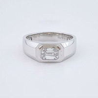 Bague de mode élégante et simple en or blanc 18 carats avec diamant de laboratoire à tige droite pour homme