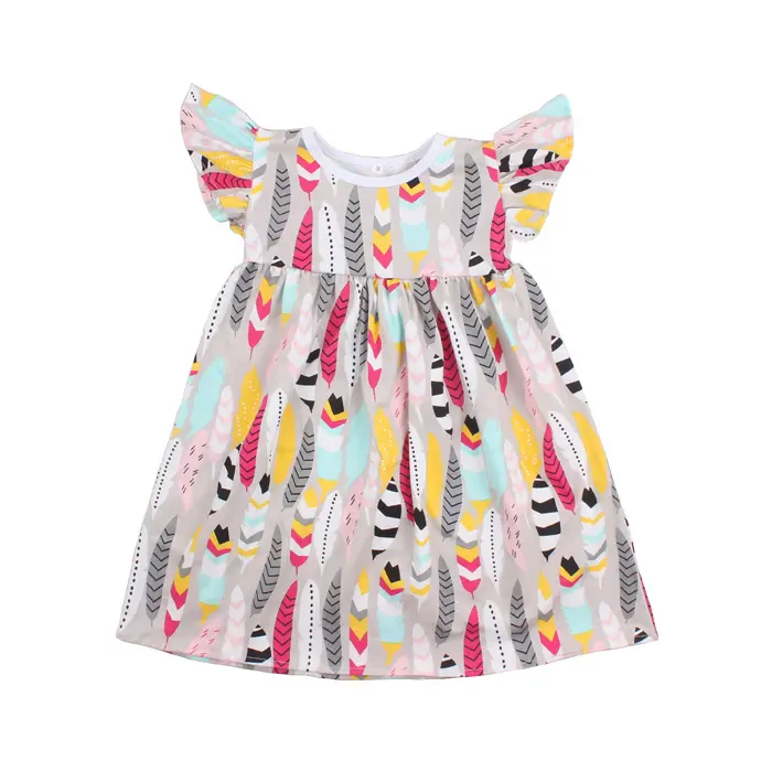 Vestidos de algodón de diseño para niñas NUEVO Ángel flutter manga niños niñas camisas Top perla vestido de vuelta túnicas