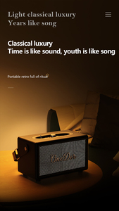 OneDer-Haut-parleur 2024 en bois brun 40W, double klaxon, lecteur de musique portable sans fil pour l'extérieur, stéréo, maison, <span class=keywords><strong>cuir</strong></span>, bois - Product Image 2