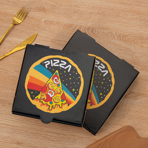 Vente en gros de boîtes à pizza en papier kraft ondulé noir uni de 12 <span class=keywords><strong>pouces</strong></span>, 13 <span class=keywords><strong>pouces</strong></span> et 7 <span class=keywords><strong>pouces</strong></span>, emballage alimentaire, logo personnalisé - Product Image 5