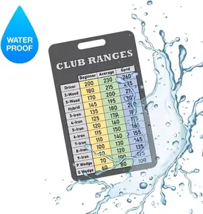 골프 클럽 범위 차트 카드-골퍼 빠른 참조 거리 카드-골프 클럽 범위 추정 치트 시트-골프 가이드 카드