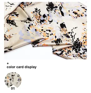 WI-E03, лидер продаж, стрейчевая шелковая атласная ткань на белом фоне с цифровым принтом цветов для одежды