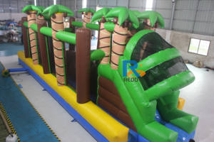 <span class=keywords><strong>Parcours</strong></span> d'obstacles gonflable interactif Jungle Tree avec ballon rebondissant pour équipe, jeu gonflable Wipeout avec toboggan - Product Image 3