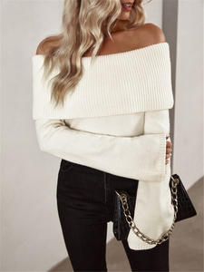 Suéter de manga larga de punto sexy ajustado estilo pijo para mujer Ropa de invierno de moda con logotipo frontal - Product Image 6