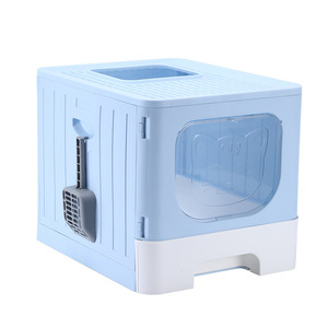 <span class=keywords><strong>Bac</strong></span> à litière pour chat anti-déversement, pliable, à deux portes, capacité 0,1L, entièrement fermé, <span class=keywords><strong>noir</strong></span> et blanc - Product Image 1