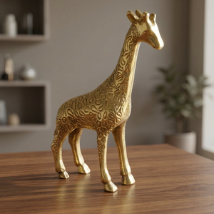 Figura de Jirafa de Aluminio Dorado, Escultura Animal Hecha a Mano, Decoración de Mesa A-16740-GOLD - Product Image 3