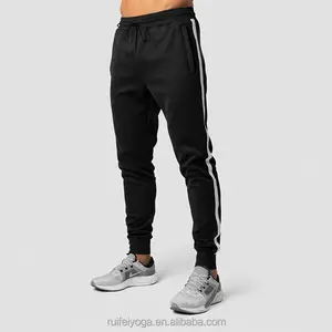 Custom Jogging Pants 93% Polyester 7% Spandex Fitness Drawstring Waist Gym Workout Joggers Side Stripe Training Men Track Pants