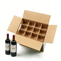 Boîte d'expédition en carton ondulé pour vin, avec inserts séparateurs pour 12 bouteilles, emballage pour le transport de bouteilles en verre