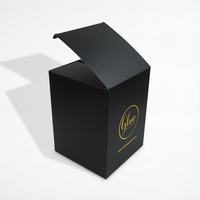 Boîte carrée haute en carton ondulé noir mat avec estampage à chaud doré de qualité supérieure pour cosmétiques