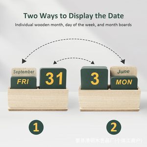 Qingyue Wooden Block Desk <b>Calendar</b> 2025 Reusable Solid Wood Table <b>Calendar</b> For Office And Study - Product Image 3