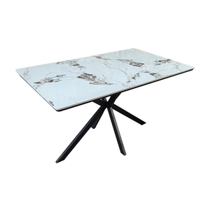 <span class=keywords><strong>Mesa</strong></span> <span class=keywords><strong>de</strong></span> Comedor <span class=keywords><strong>de</strong></span> Piedra Sinterizada <span class=keywords><strong>de</strong></span> Mármol <span class=keywords><strong>de</strong></span> Lujo Ligero, <span class=keywords><strong>Mesa</strong></span> Rectangular con Patas Metálicas en X, Estable, para <span class=keywords><strong>4</strong></span> <span class=keywords><strong>Personas</strong></span>, Uso Familiar - Product Image 3