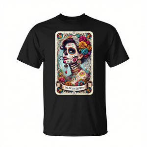 Camiseta con diseño del Día de Muertos, Catrina, mujer, flor, rosa - Product Image 2