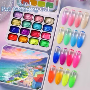 Gel de pintura 4 en 1 de 16 colores para estampado degradado, dibujo de patrones, gel UV/LED para estampado degradado. - Product Image 4