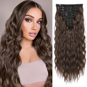 Extensiones <span class=keywords><strong>de</strong></span> Cabello con Clip, Ondas Largas y Gruesas, con Encaje Invisible, Naturales y Suaves, Voluminosas y Esponjosas - Product Image 3