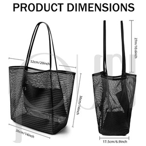 Custom Logo Mesh <b>Tote</b> Beach <b>Bag</b> Women's Soft <b>Summer</b> Casual Crochet Shoulder Shopping <b>Bag</b> <b>for</b> Women Travelling Swimming <b>Bag</b> - Product Image 2