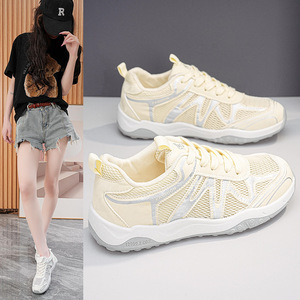 Baskets compensées en maille pour femme, collection été 2026, respirantes, à semelle épaisse, tendance, polyvalentes, chaussures de sport décontractées - Product Image 3