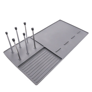 Tapis de réfrigérateur en silicone, mini support de drainage, coussinet de protection, isolation thermique pour machine à café, utilisation en cuisine, gris et noir - Product Image 2