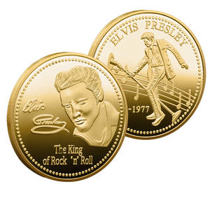 Moneta Commemorativa in Metallo a Tema Elvis Presley, Il Re del Rock 'n' Roll, con Incisione su Entrambi i Lati, da Collezione per Fan - Product Image 1