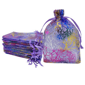 Pochettes à cordon pour bijoux, 50 pièces, grand sac en tissu <span class=keywords><strong>organza</strong></span> <span class=keywords><strong>rouge</strong></span>, corallien pur, personnalisé, 8x12, pour halloween - Product Image 5