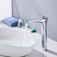 Grifo de Lavabo Moderno, Cuerpo de Latón, Monomando, Cartucho de Cerámica, Acabado Cromado, Montaje en Cubierta, para Hotel, Apartamento, Cocina, Salón, 1 Año de Garantía