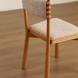 <b>Dining</b> <b>Chair</b> Solid Wood Upholstered Green Fabric Backrest <b>Chair</b> For Living Room Bedroom Wabi Sabi Style Retro Design - Product Image 2