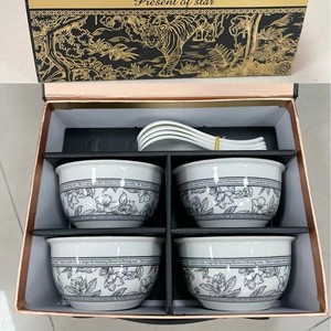 Customize Black Floral Ceramic Dinnerware Set Porcelain Wedding Tableware Bowls and Plates Dinner Sets with <b>Gift</b> Box - Product Image 5