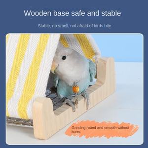 Filet de fond de perroquet Triangle écologique abri pour oiseaux en bois pivoine nid d'oiseau avec habitat de soulagement des morsures pour l'atténuation de l'ennui - Product Image 4