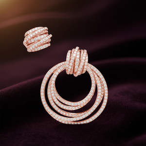 Orecchini in Oro Rosa con Diamanti, Lussuosi Orecchini da Donna con Diamanti Naturali Taglio Brillante Rotondo Colore G per Uso Quotidiano - Product Image 2