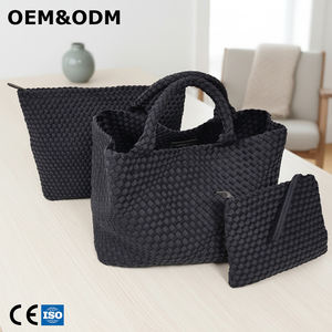 <span class=keywords><strong>Sac</strong></span> fourre-tout en néoprène tissé à la main pour femmes, grande capacité 3265 L, pochette pour ordinateur portable, couleur unie, doublure en polyester, léger et durable pour femmes - Product Image 1