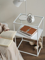 Support de lit carré en métal et fer forgé à 2 niveaux, table basse européenne nordique, de style européen, pour le salon