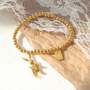 <span class=keywords><strong>Bracelet</strong></span> à breloques Animal en acier inoxydable, perle <span class=keywords><strong>élastique</strong></span> lapin lapin or 18k PVD <span class=keywords><strong>bracelet</strong></span> étanche pour toutes les tailles de poignet - Product Image 3
