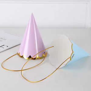 Chapeau d'anniversaire conique coloré unisexe avec bordure dorée, décoration de fête essentielle pour enfants et adultes, accessoires pour photomaton - Product Image 3