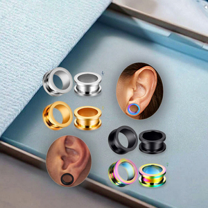 Xinfocus 2mm-22mm bouchon d'oreille Tunnels jauges Kit d'étirement en acier inoxydable vis sur Double évasé extenseur mode corps bijoux - Product Image 4