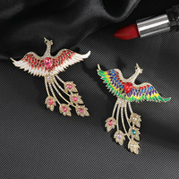Broche speld uit Chinese fabriek Valentijnsdag mode kristallen strass broche legering emaille strass feniks