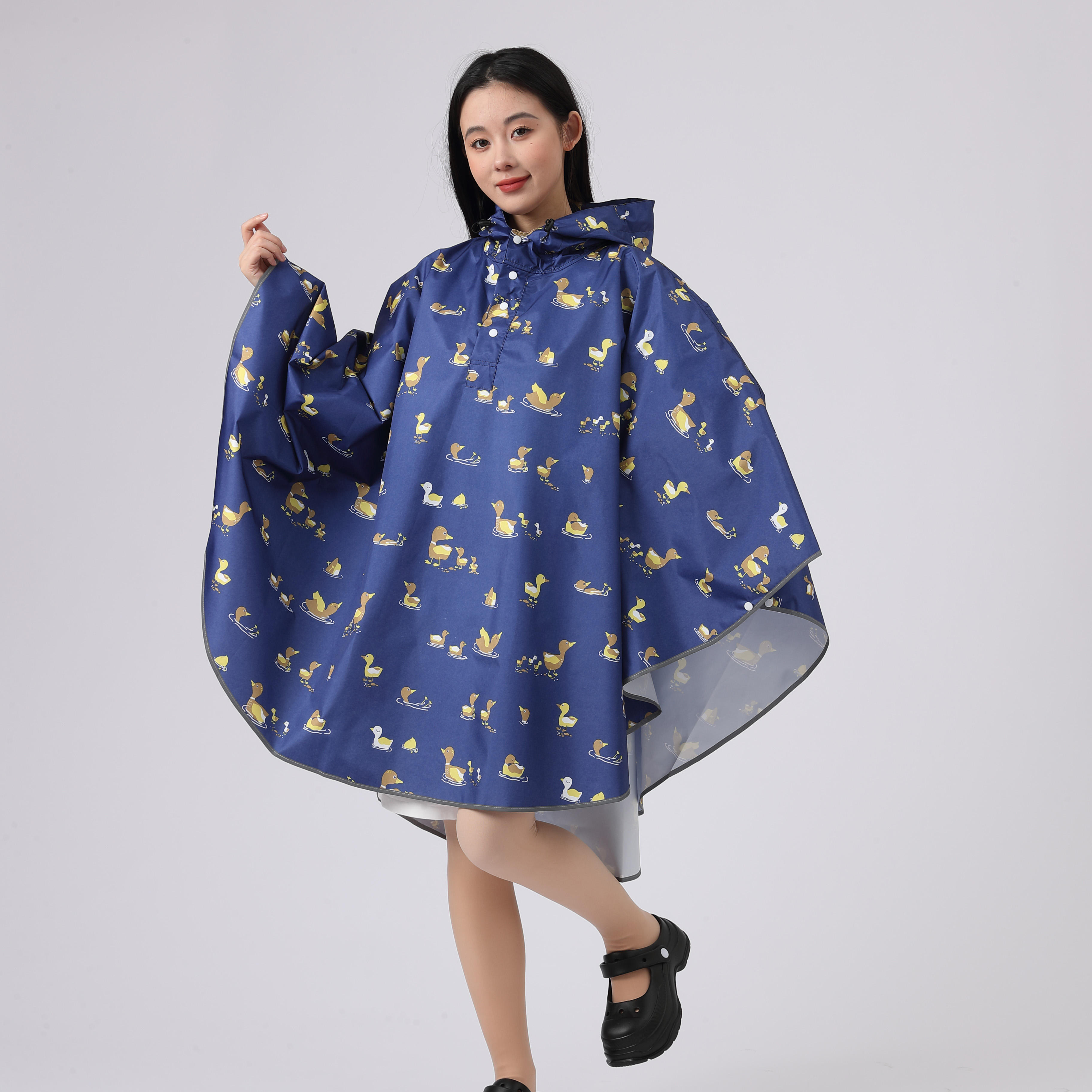 Waterproof Cartoon Duck Hooded Rain Poncho for Women OEM Welcome