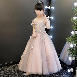 Robe pour enfants ODM en lin/coton à manches courtes/longues, longueur cheville, pour fête d'anniversaire des filles de 7 ans, mariage, danse, collection 2019 - Product Image 3