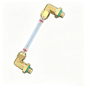 Jauge de niveau d'huile hydraulique LiuGong en laiton pour excavatrices avec tube transparent et connecteurs en forme de L - Product Image 1