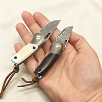 Couteau de poche de haute qualité à lame en acier Damas, couteau pliant pour le camping avec manche en os de vache pour le camping et la chasse