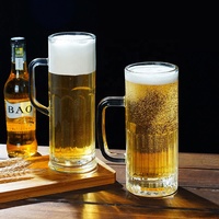 Grande tasse à bière en verre épais avec poignée, tasse à boire pour pub et bar, tasse à thé en verre multifonctionnelle pour la préparation du thé et les boissons à la maison